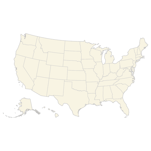 United States with Alaska and Hawaii divided by states