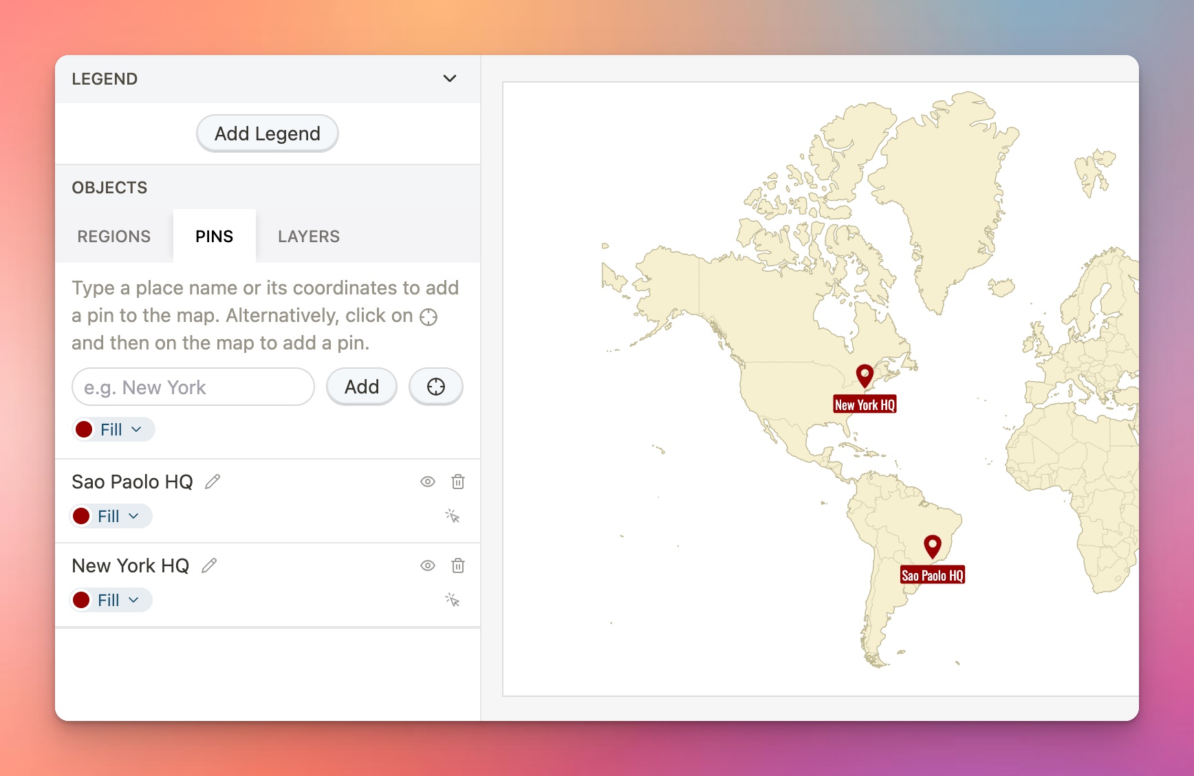 Ultimaps Pins Support