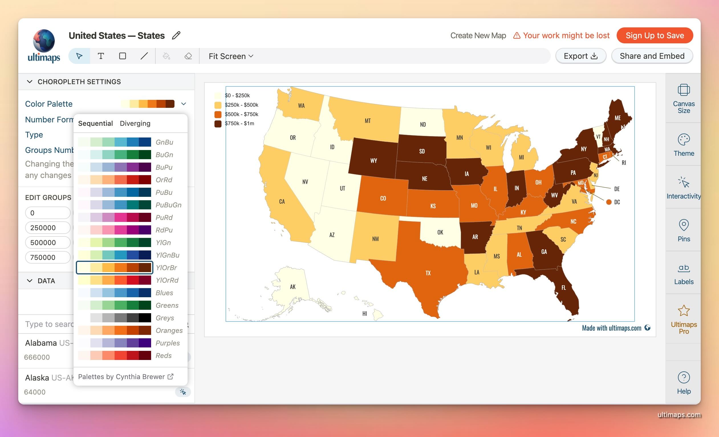 ColorBrewer palettes
