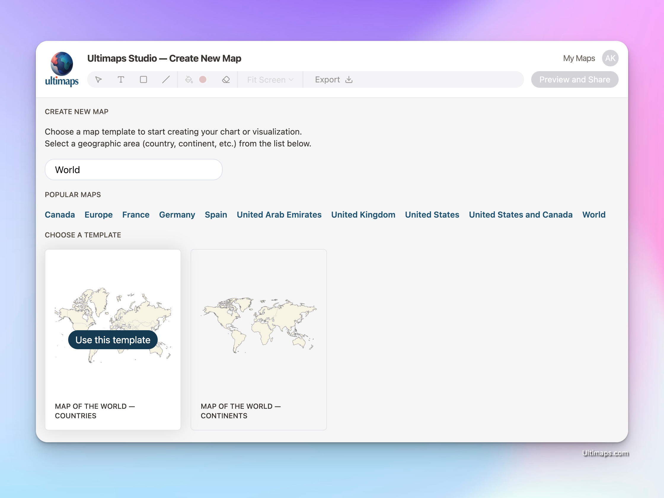 Create color-coded map of the world: selecting the base map of the world