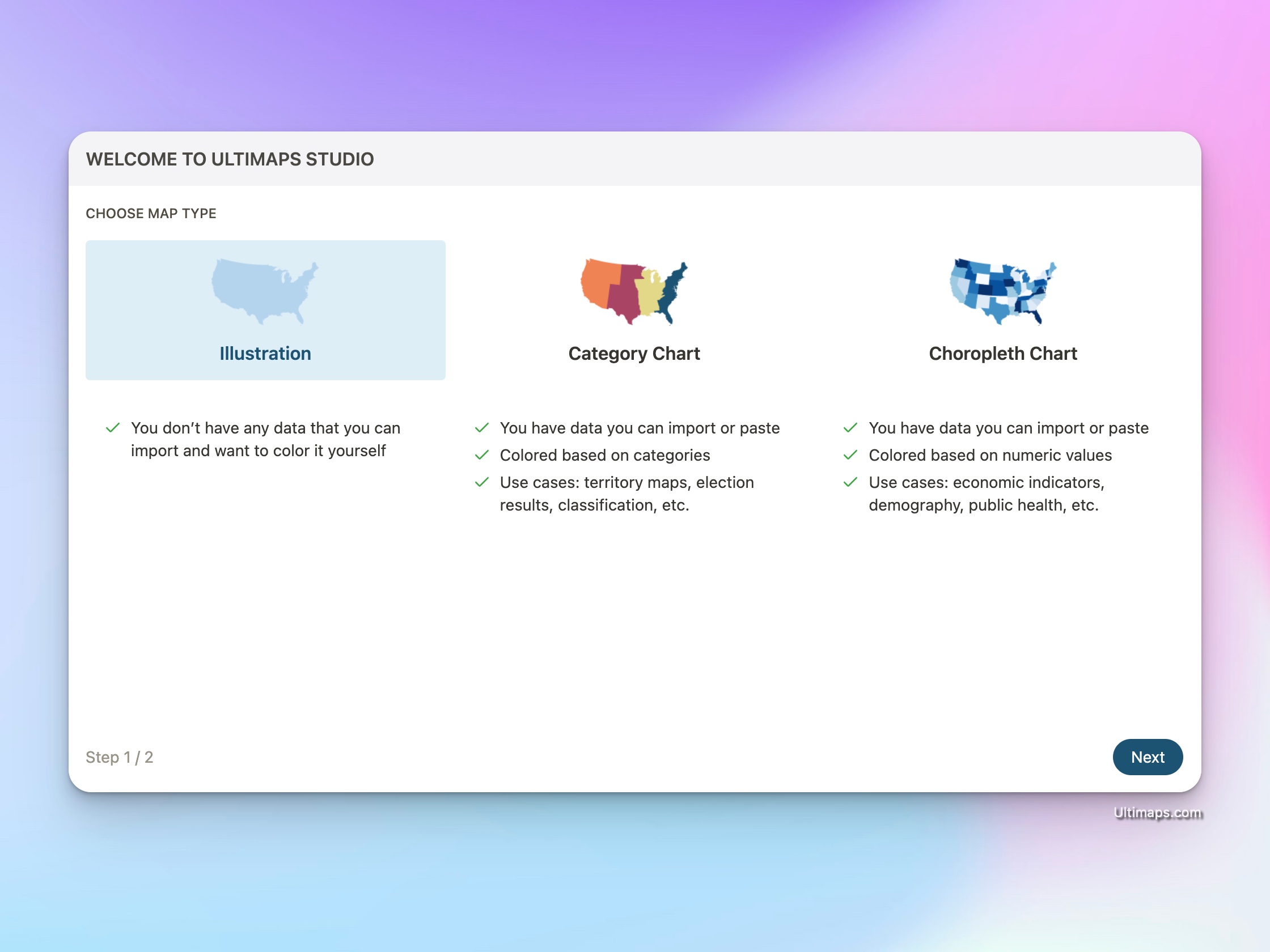 Create color-coded map of the world: Illustration Map type