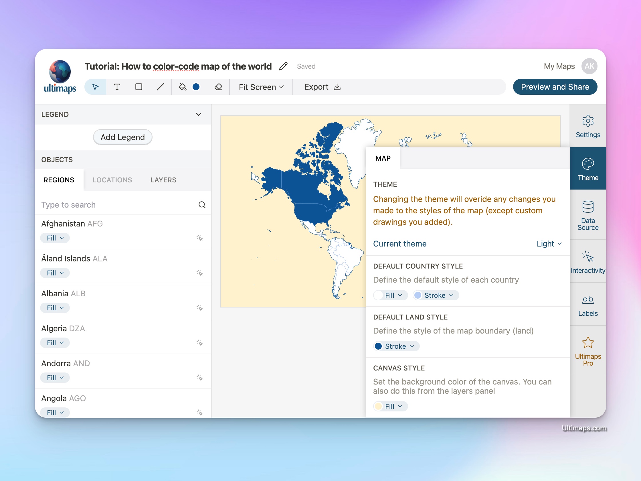 Create color-coded map of the world: additional customizations