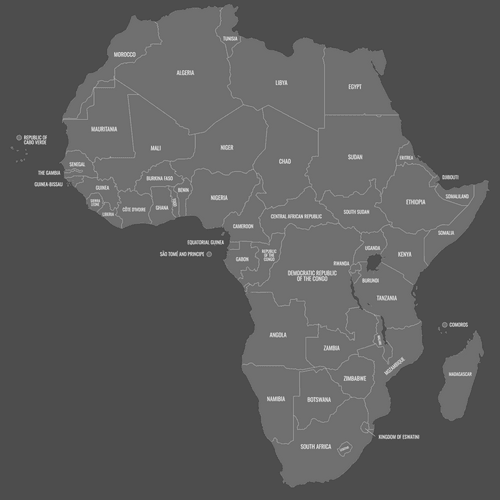 Preview of Labeled Map of Africa (Dark)