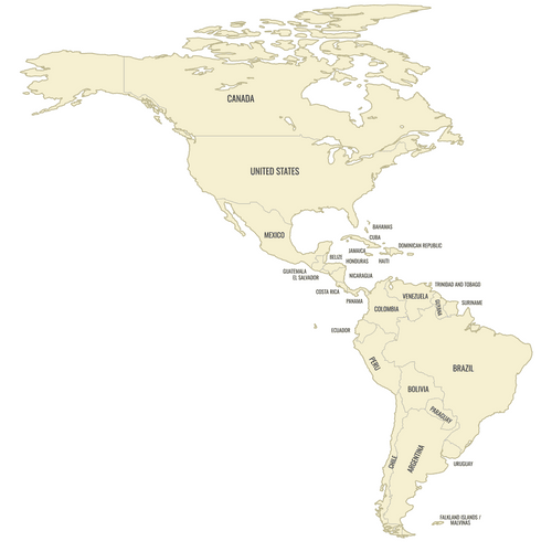 Preview of Labeled Map of Americas