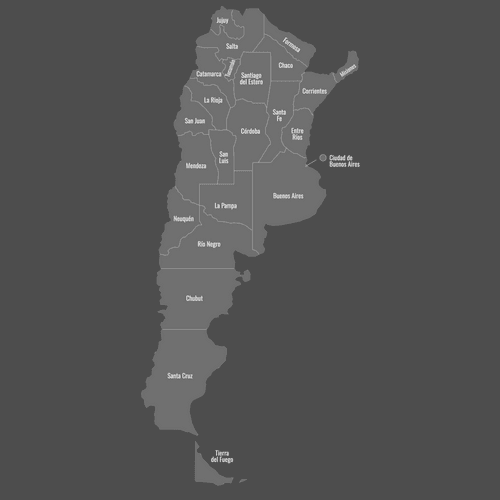 Preview of Labeled Map of Argentina Provinces (Dark)