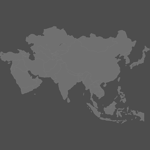 Preview of Blank Printable Map of Asia (Dark Theme)