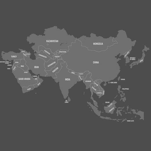 Preview of Labeled Map of Asia (Dark)