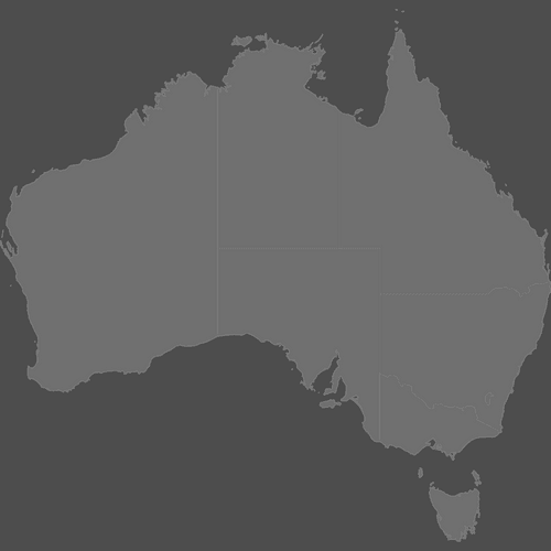 Preview of Blank Printable Map of Australia (Dark Theme)