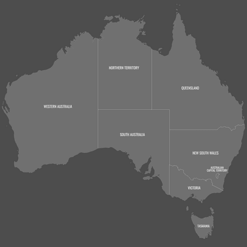 Preview of Labeled Map of Australia (Dark)