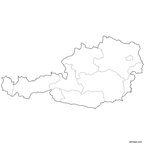 Preview of Outlined Map of Austria States