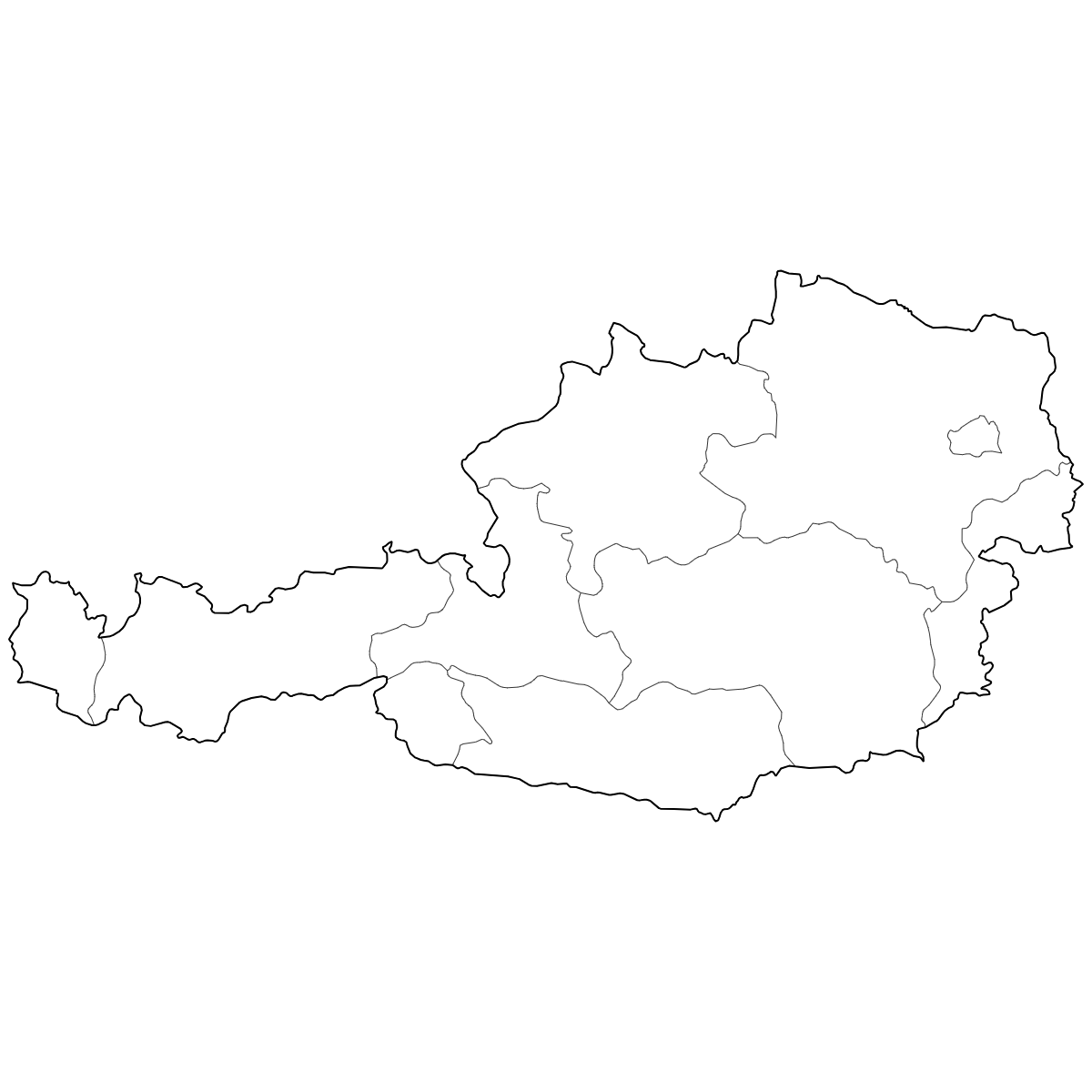 Outlined Map of Austria States