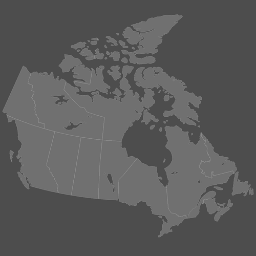 Preview of Blank Map of Canada Provinces (Dark)