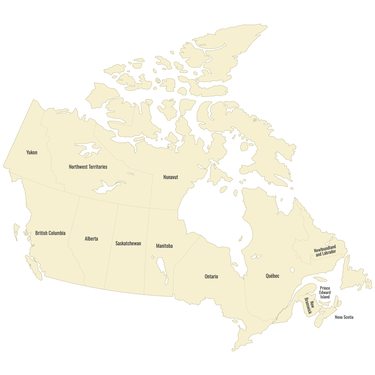 Blank Map of Canada Provinces With Labels
