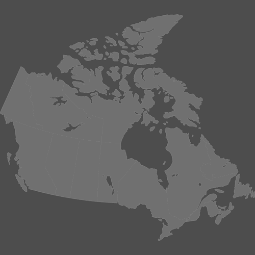 Preview of Blank Printable Map of Canada Provinces (Dark Theme)