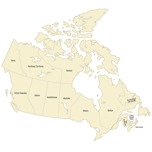 Preview of Labeled Map of Canada Provinces