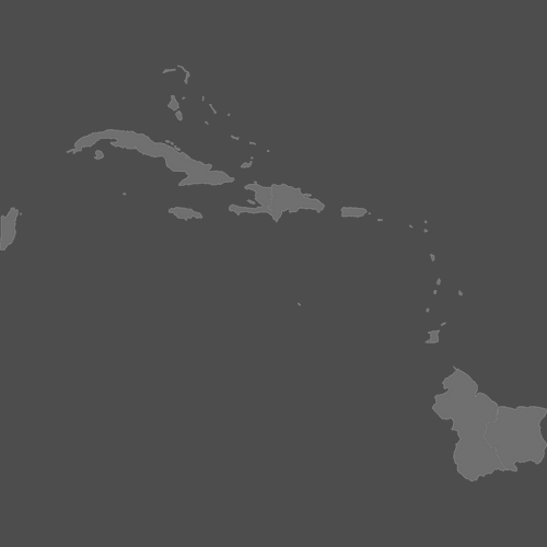 Preview of Blank Printable Map of Carribean countries (Dark Theme)