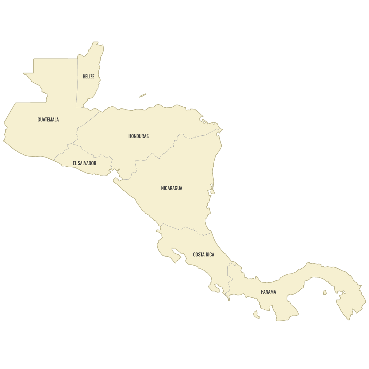 Blank Map of Central America with Labels