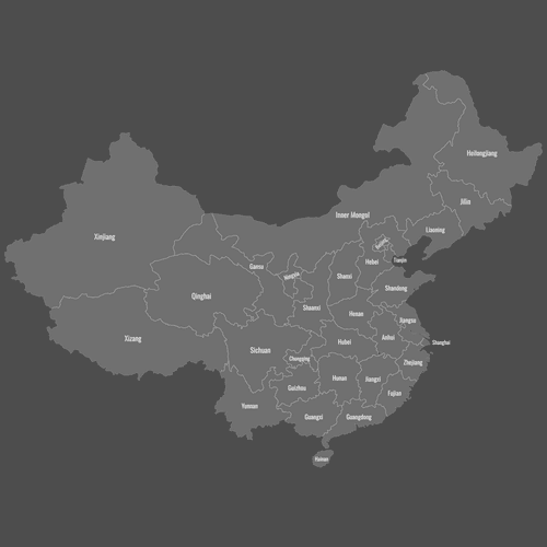 Preview of Labeled Map of China Provinces (Dark)