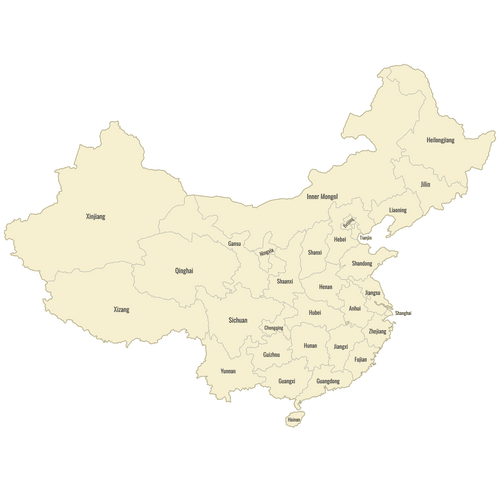 Preview of Labeled Map of China Provinces