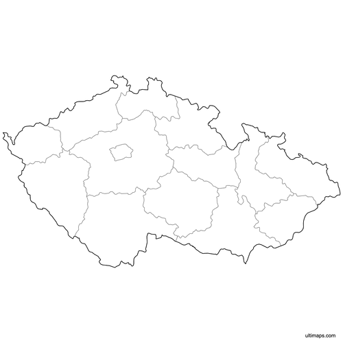 Preview of Outlined Map of Czech Republic Regions