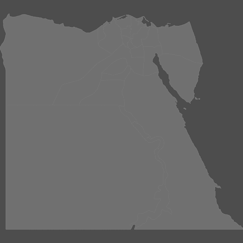 Preview of Blank Printable Map of Egypt Governorates (Dark Theme)