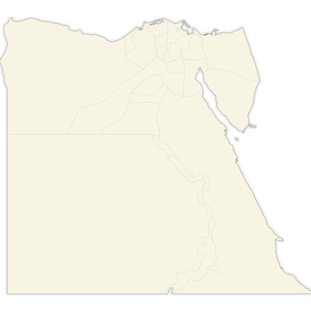 Blank Map of Egypt Governorates