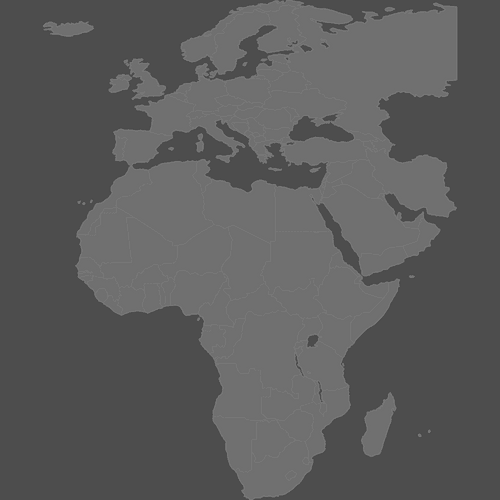 Preview of Blank Printable Map of EMEA countries (Dark Theme)