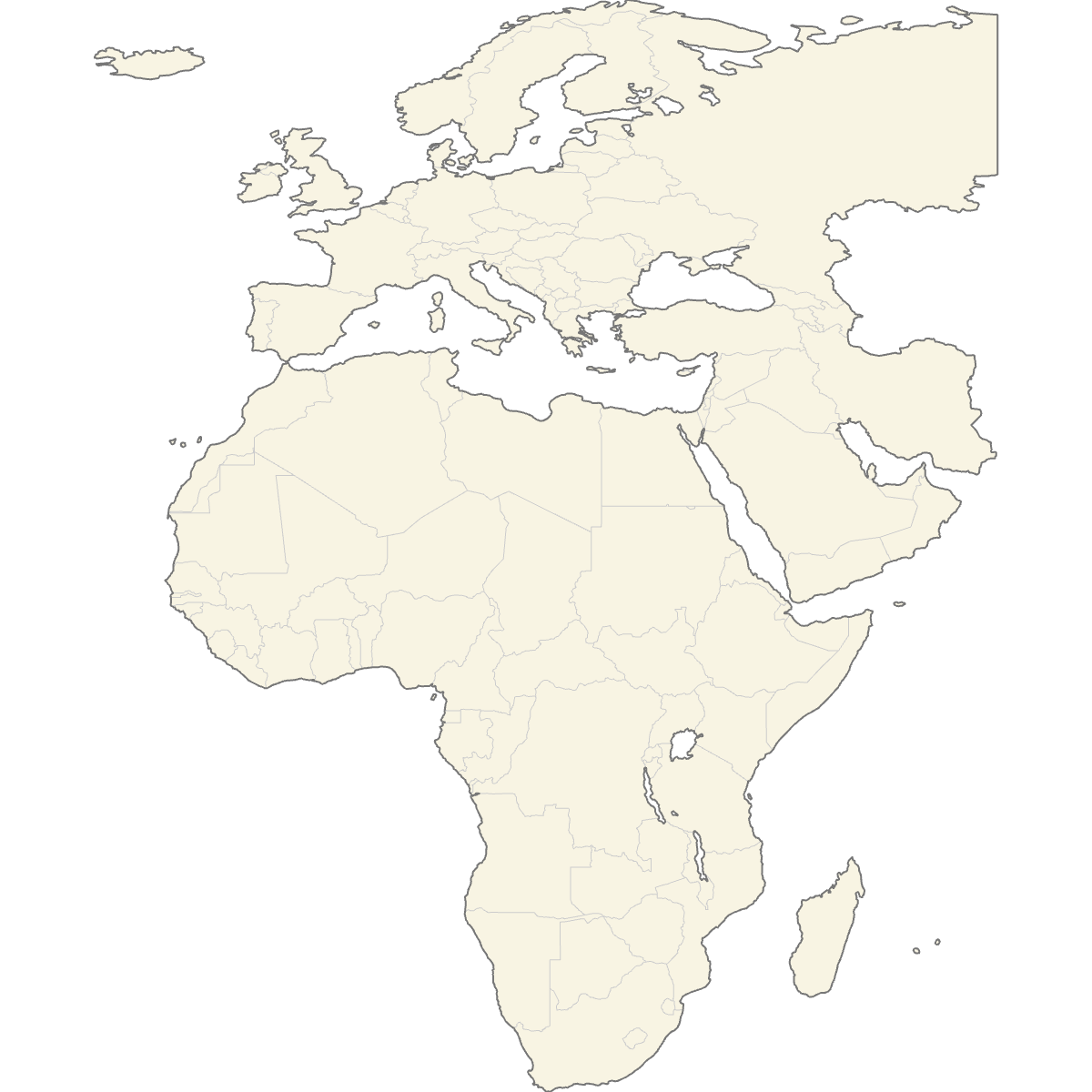 Blank Map of EMEA countries