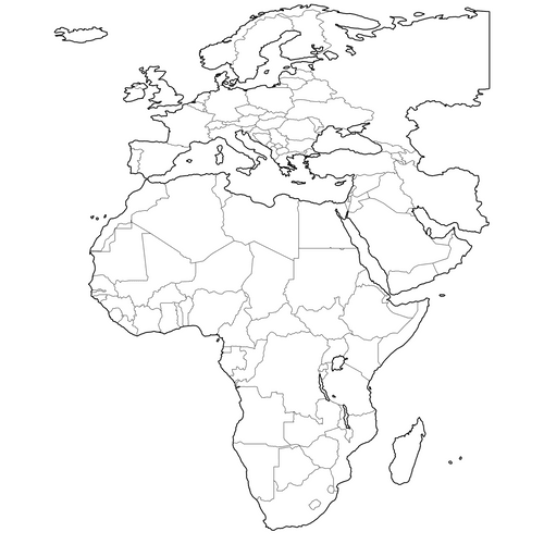 Preview of Outline Map of EMEA countries