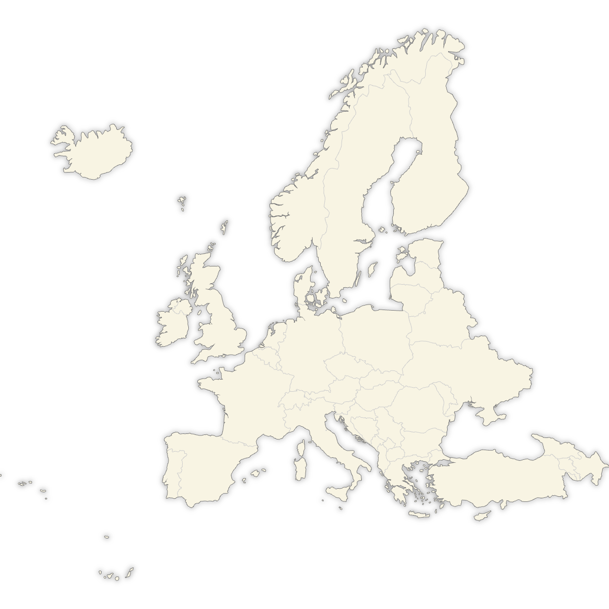 Blank Map of Europe Countries