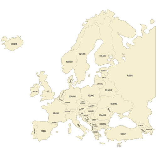 Preview of Labeled Map of Europe Countries