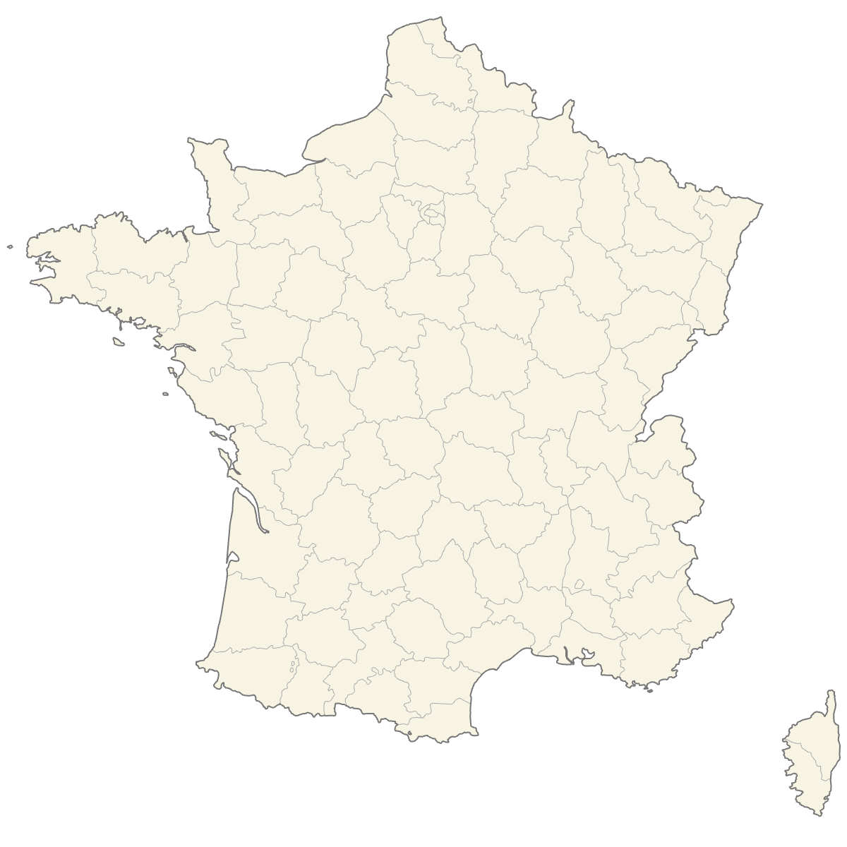 Blank Map of France Departments