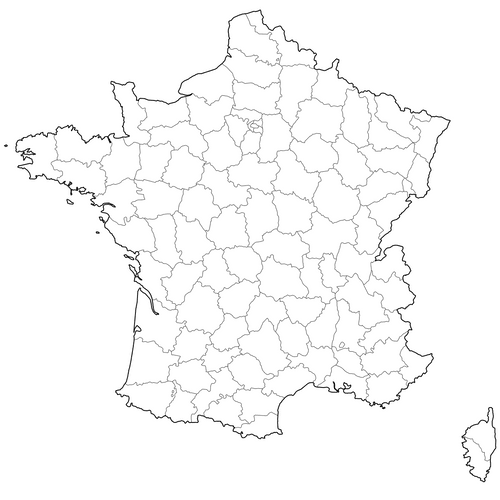 Preview of Outline Map of France Departments