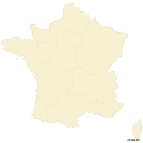 Preview of Blank Map of France Regions