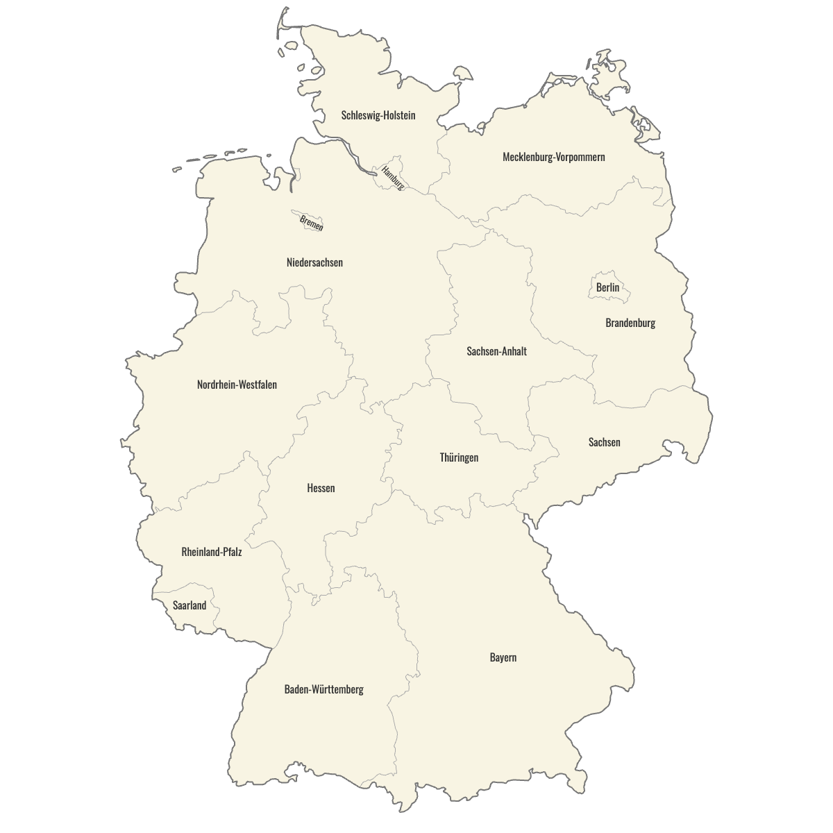 Blank Map of Germany States with Labels