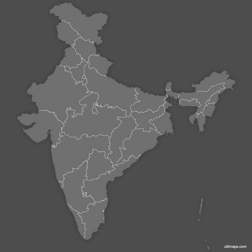 Preview of Blank Map of India (Dark)
