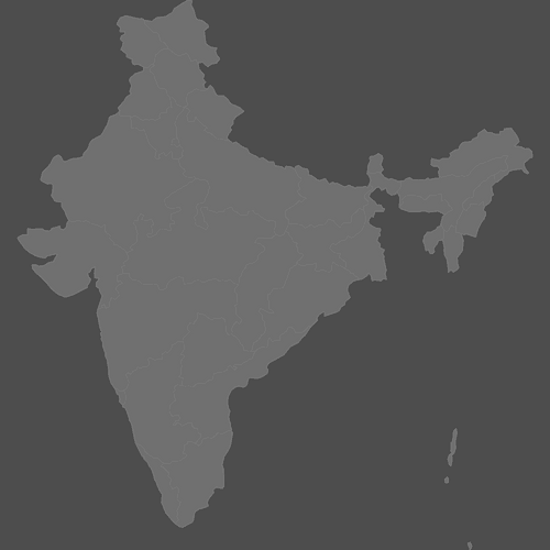 Preview of Blank Printable Map of India (Dark Theme)