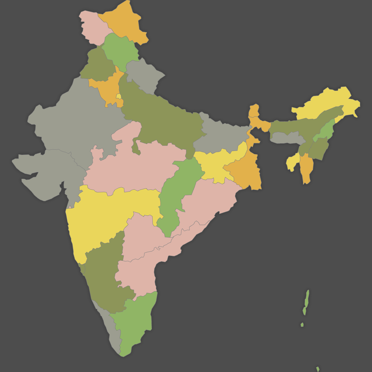 Colored Map of India (Dark Theme)