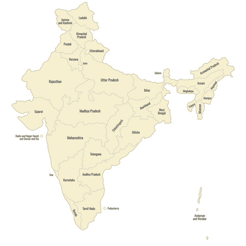 Preview of Labeled Map of India