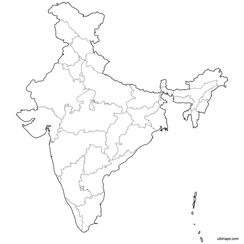 Preview of Outlined Map of India