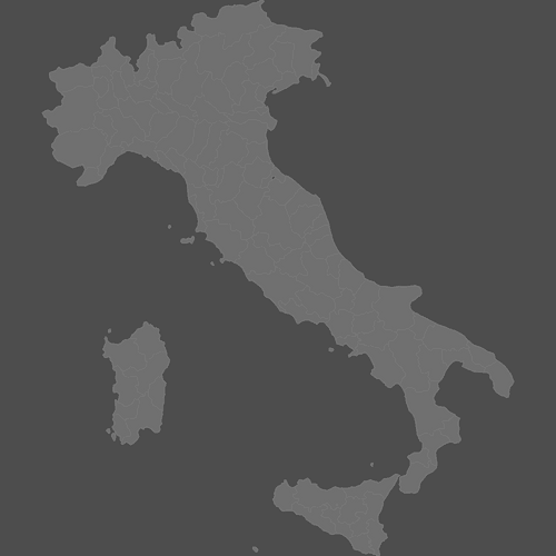 Preview of Blank Printable Map of Italy Provinces (Dark Theme)