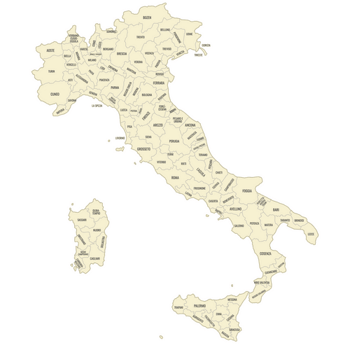 Preview of Labeled Map of Italy Provinces