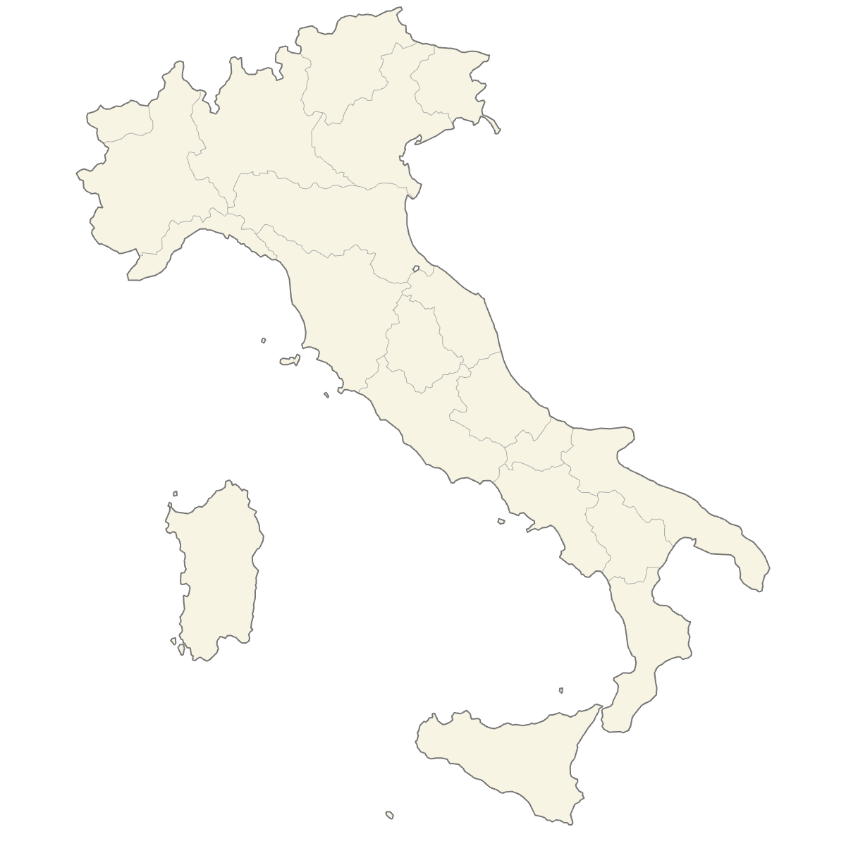 Blank Map of Italy Regions