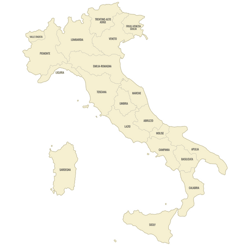 Preview of Labeled Map of Italy Regions