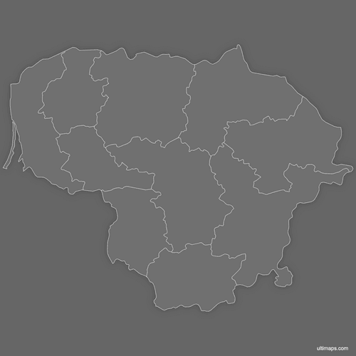 Preview of Blank Map of Lithuania Counties (Dark)