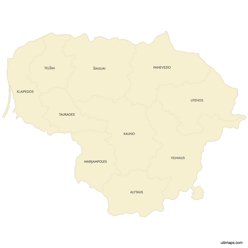 Preview of Labeled Map of Lithuania Counties