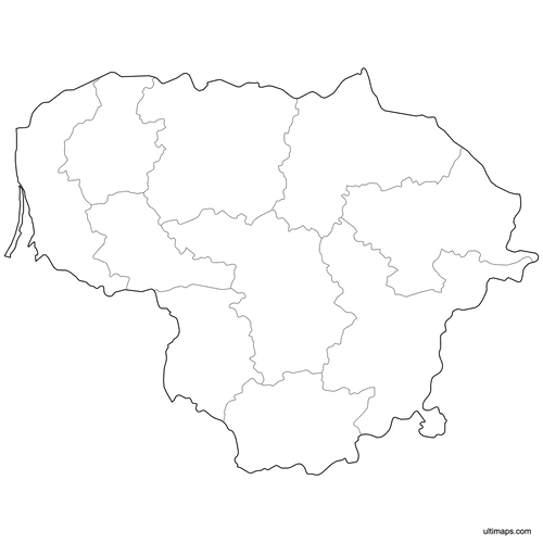 Preview of Outlined Map of Lithuania Counties