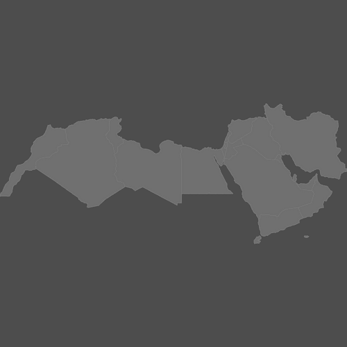 Preview of Blank Printable Map of MENA Countries (Dark Theme)