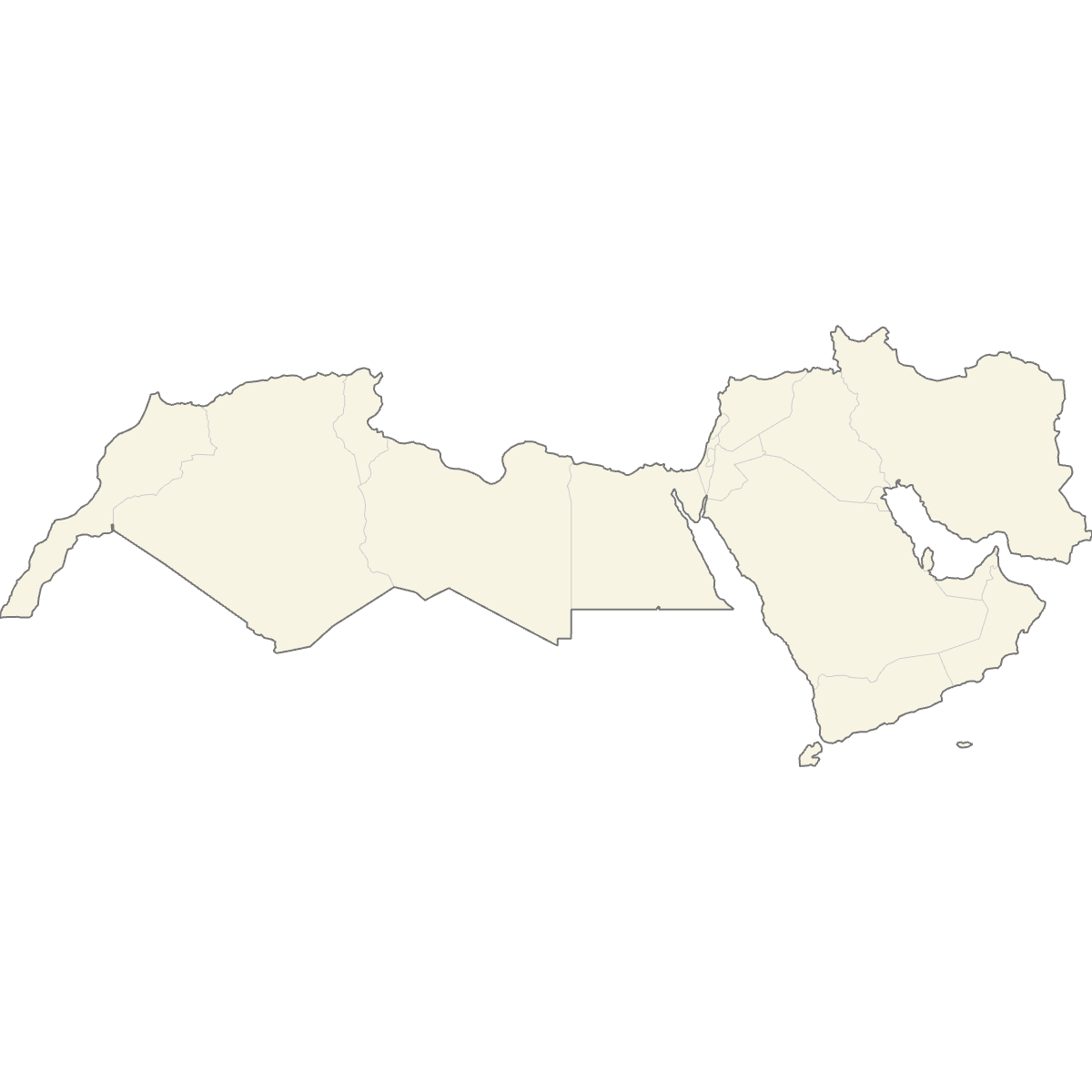 Blank Map of MENA Countries