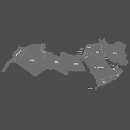 Preview of Labeled Map of MENA Countries (Dark)